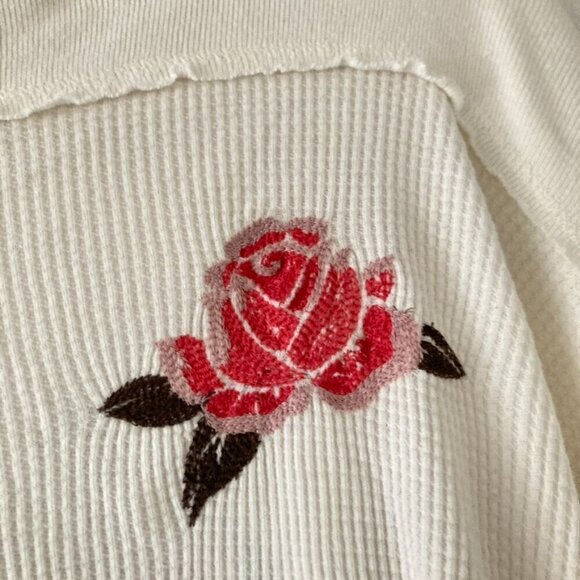 NWOT We The Free Spanish Rose Waffle Tee Long Sleeve IvorySz XS - Picture 5 of 9